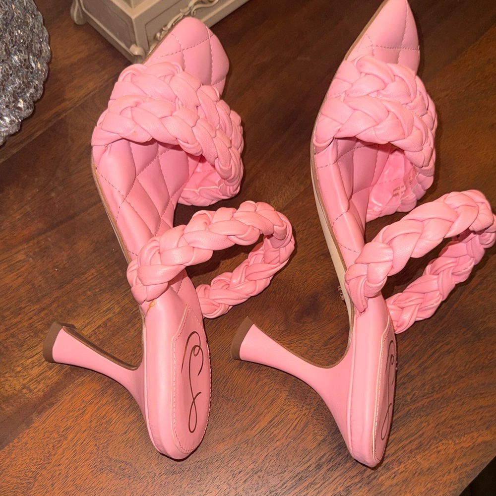 Vibrant Pink Braided Women's Sandals Sam Edelman heels size 8.5 - Picture 6 of 9